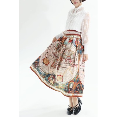 Cyans Qing Nova Totius Terrarum Orbis Geographica Ac Hydrographica Tabula Skirt(Full Payment Without Shipping)